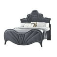 thumbnail image 1 of Velvet Upholstered Channel Tufted Queen Bed, Gray, 1 of 5