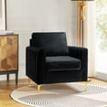 thumbnail image 1 of Velvet Upholstered Club Accent Chair Lounge Armchair Single Sofa Removable Backrest Golden Legs Home Living Room Bedroom Black, 1 of 6
