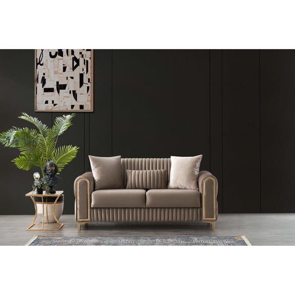 Velvet Upholstered Convertible Loveseat / Extra Sleeping Space for Guests