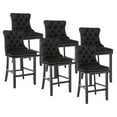 thumbnail image 1 of Velvet Upholstered Dining Bar Chairs Counter Height Barstools Wood Legs with Button Tufted Nailed Trim Back Ring for Home Bar Dining Room(Black,Set of 6), 1 of 8