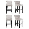 thumbnail image 1 of Velvet Upholstered Dining Bar Chairs Counter Height Barstools Wood Legs with Button Tufted Nailed Trim for Home Bar Dining Room Kitchen(Beige,Set of 4), 1 of 8