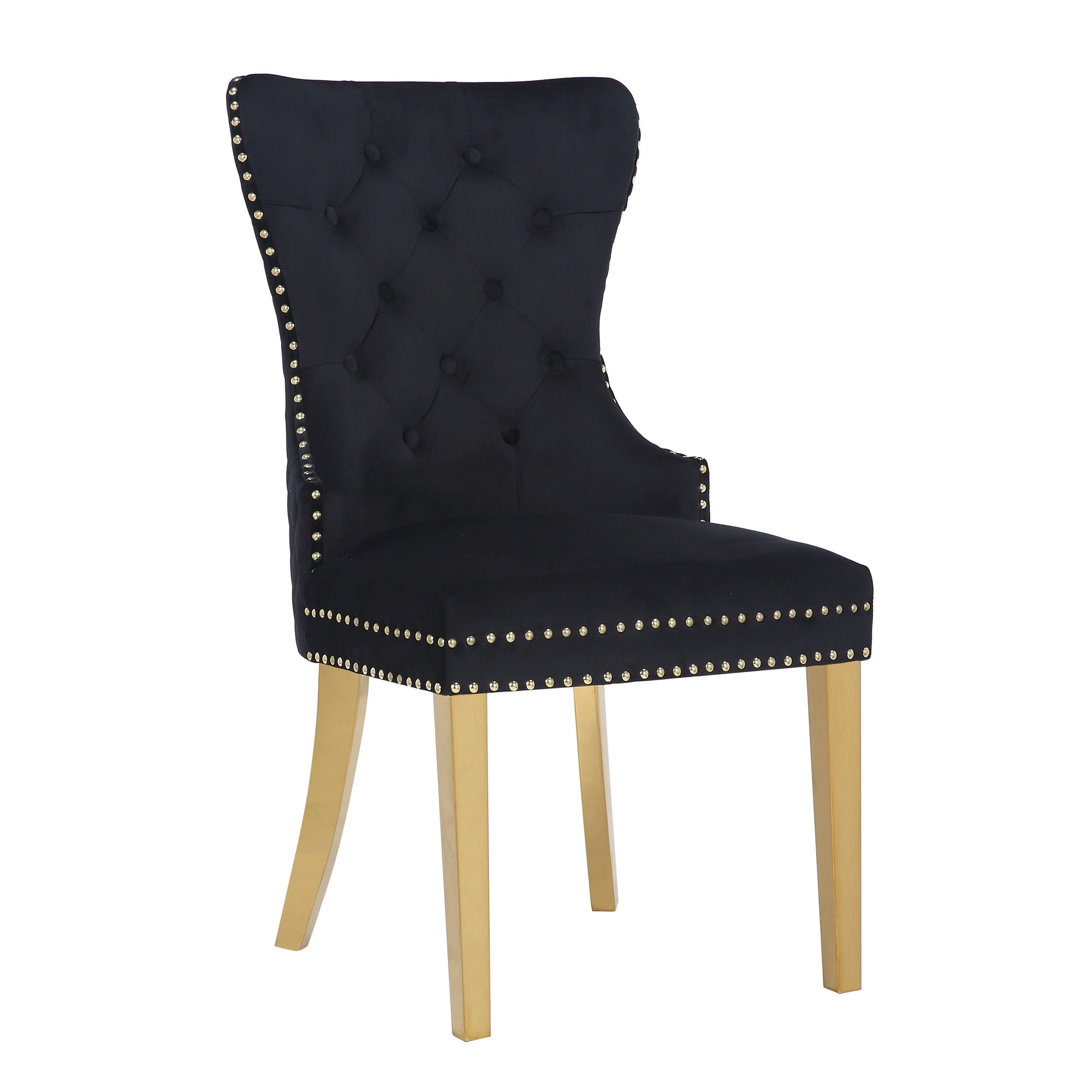 Velvet Upholstered Dining Chair Wingback Tufted Dining Chair with