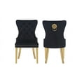 thumbnail image 1 of Velvet Upholstered Dining Chairs Set of 2, Modern Button Tufted Dining Chair with Metal Legs and Ring Pull & Nailhead Trim Leisure Counter Bar Stools Accent Chair for Living Room Kitchen, Black, 1 of 7