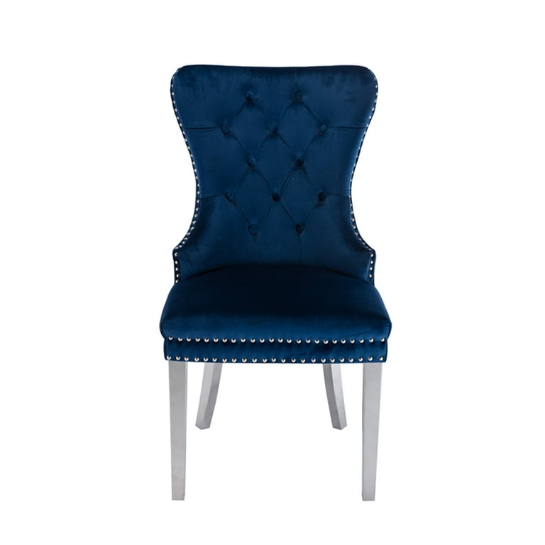 Velvet Upholstered Dining Chairs Set of 2, Modern Button Tufted