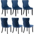 thumbnail image 1 of Velvet Upholstered Dining Chairs Set of 6, Wingback Kitchen Room Accent Chairs with Solid Wood Leg, Dinner Chairs with Nailhead Trim & Button Tufted Back, 1 of 7