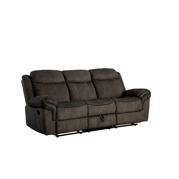 Velvet Upholstered Glider Sofa with Reclining Motion, Brown