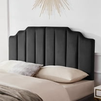 Weture Tufted Velvet Upholstered Sleigh Headboard, Queen,DarkGray