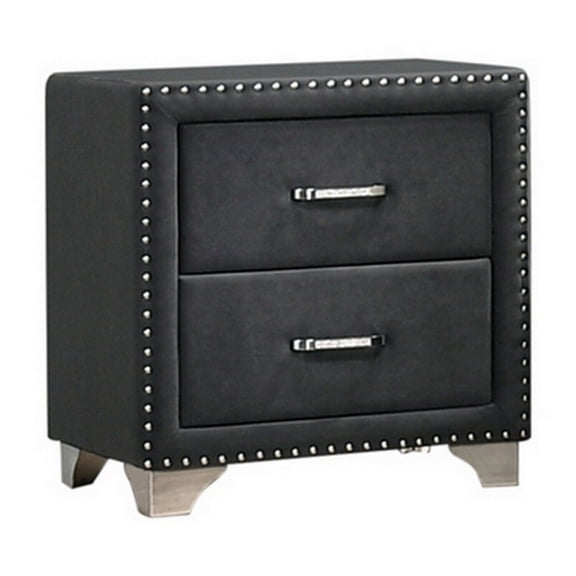 Velvet Upholstered Nightstand - Modern Glam Wood Bedside Table - Gray