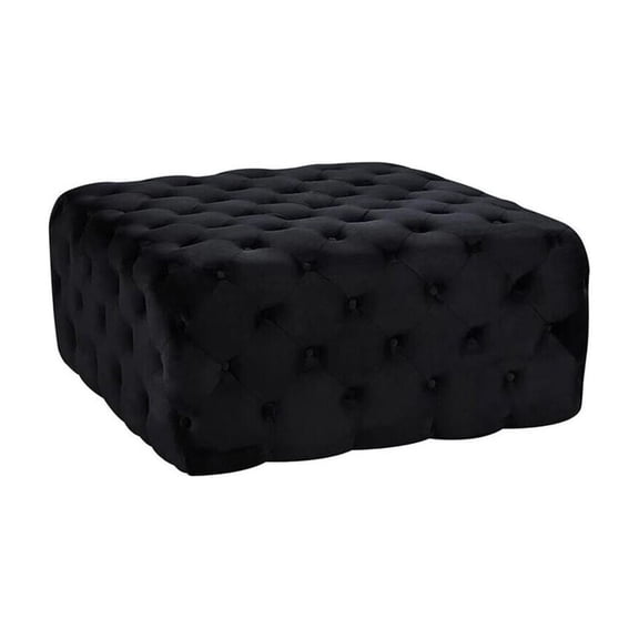 Velvet Upholstered Ottoman Bench - Solid Wood Frame - Square Tufted Design