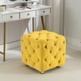 thumbnail image 1 of Velvet Upholstered Ottoman,Exquisite Small End Table, Soft Foot Stool,Button Tufted Footstool Bed Ottoman for Living Room, Home Office, Yellow, 1 of 8
