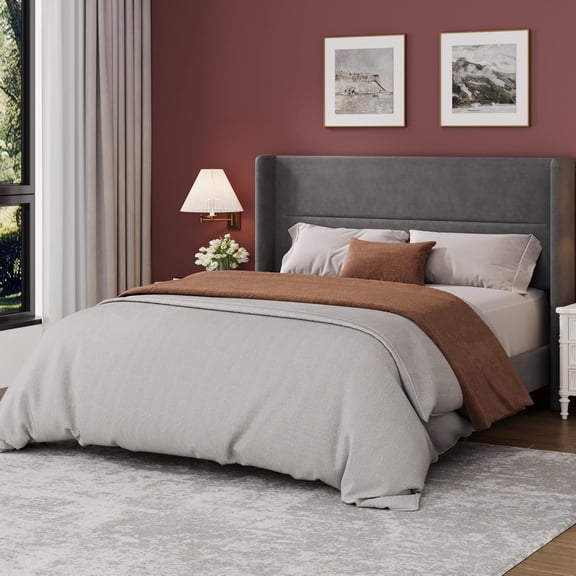Upholstered Wood Platform Bed Frame with 8" under for Bedroom,Full,Gray