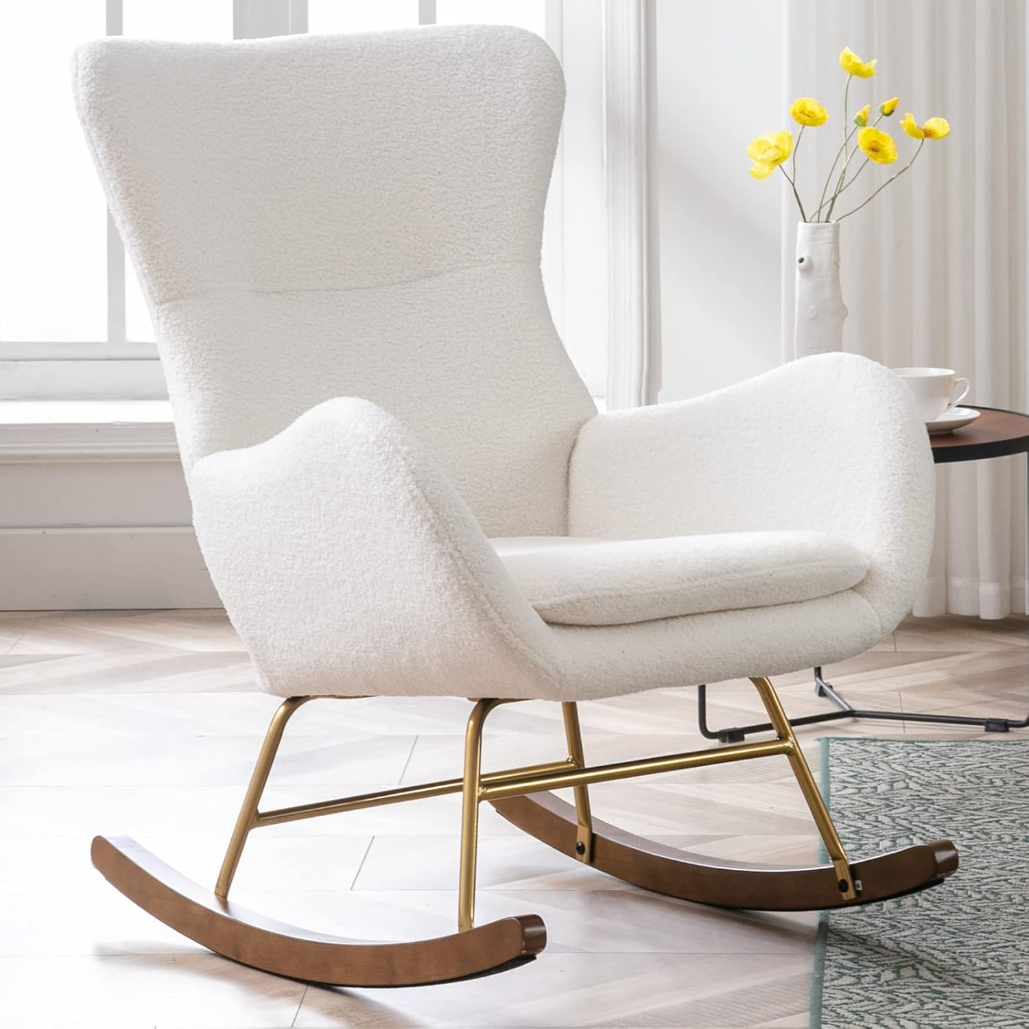 Velvet Upholstered Rocking Glider Chair for Nursery Comfy Chairs Mid