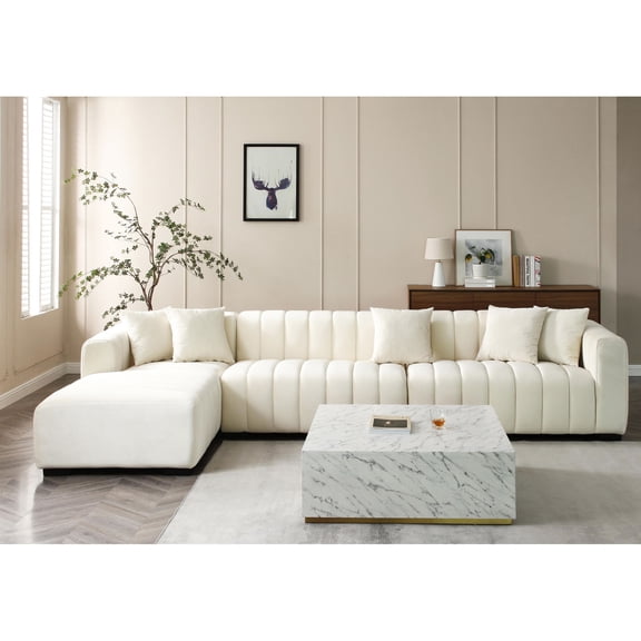 Velvet Upholstered Sectional Sofa Bed / Comfortable Sleep and Sit Option