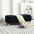 thumbnail image 1 of Velvet Upholstered Storage In Black - 47.24''w. Deep Button Tufting, Gold Embroidery, And Metal Legs For Living Room & Bedroom 47.24''w . With Decoration Strip, Legs. Adds Appeal To, 1 of 7