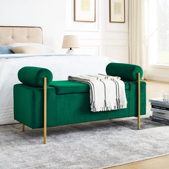 Velvet Upholstered Storage Ottoman / Comfort and Style for Home Use