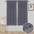 thumbnail image 1 of Velvet Valance for Kitchen Tier Curtains for Small Windows Room Darkening Curtains Cafe Curtains for Living Room Bedroom Bathroom,26" W x 45" L, Grey, 1 of 6
