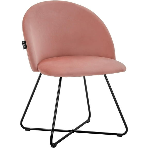 Velvet Vanity Chair Accent Chair, Pink Vanity Chair, Makeup Vanity Chair with Metal Leg, Chair for Vanity, Bedroom Accent Chair, Chair for Vanity Desk, Bedroom, Living Room, Home Office(Pink)