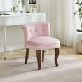 thumbnail image 1 of Velvet Vanity Chair with Back, Tufted Upholstered Vanity Stool with Solid Wood Legs, Mid Century Small Makeup Chair for Vanity, Accent Chair for Bedroom, Living Room, Pink, 1 of 1