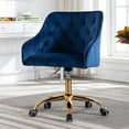 thumbnail image 1 of Accent Chair for Living Room, Velvet Fabric Vanity Chair for Makeup Room, Modern Height Adjustable Office Chair with 360 Degree Swivel, Comfy Upholstered Armchair with Soft Backrest, Navy, D7449, 1 of 10