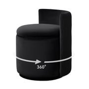 Velvet Swivel Vanity Chair with Storage, Swivel Makeup Chair with Wave Back, No Assembly Small Accent Stool for Bedroom, Dressing, Living Room,Black