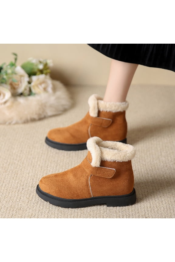 Velvet Warm Boots For Women /Winter 2025 Round Head Casual Large Women's Cotton Boots