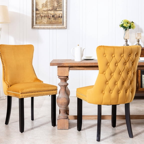 Velvet Wing-Back Dining Chairs | High Back Support for Long Meals | High-Rebound Structure | Hold Heavy Weight Securely