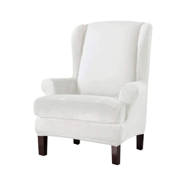 Velvet Wing Chair Slipcover, 2 Pieces Wing Chair Covers Wingback