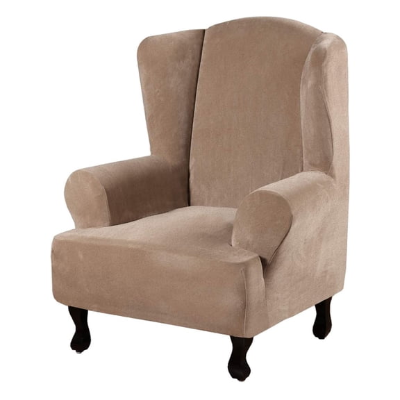 Velvet Wingback Chair Cover, 1-Piece Stretch Wing Chair Cover Washable Wingback Chair Slipcover Durable Furniture Protector