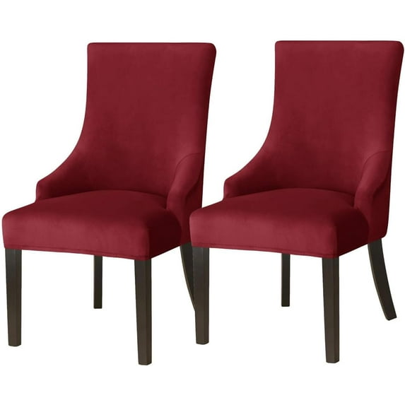 Velvet Wingback Side Chair Cover Slipcover Stretch Washable Sloping Armchair Accent Chair Protector Seat Cover for Dining Room Banquet Home Party Decor 2PACK