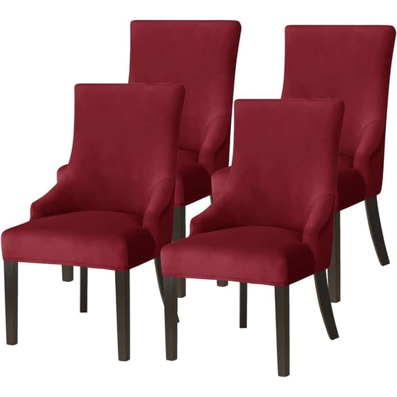 Velvet Wingback Side Chair Cover Slipcover Stretch Washable Sloping Armchair Accent Chair Protector Seat Cover for Dining Room Banquet Home Party Decor 4PACK