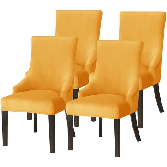 Velvet Wingback Side Chair Cover Slipcover Stretch Washable Sloping Armchair Accent Chair Protector Seat Cover for Dining Room Banquet Home Party Decor 4PACK