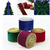Velvet Wired Ribbon 2.5 Inch x 9.84FT | Khaki Crushed Velvet Craft Ribbon for Gift Wrapping Bow Making Christmas Wreath Tree Decor Polyester Roll | Gloss Finish