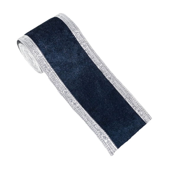 Velvet Wired Ribbon, 4 inch Wide*16.4ft Long Christmas Double Sided Ribbon, for Christmas Tree Wreaths Gift Wrapping Bows, Blue