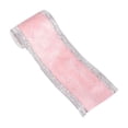 thumbnail image 1 of Velvet Wired Ribbon, 4 inch Wide*16.4ft Long Christmas Double Sided Ribbon, for Christmas Tree Wreaths Gift Wrapping Bows, Pink, 1 of 7