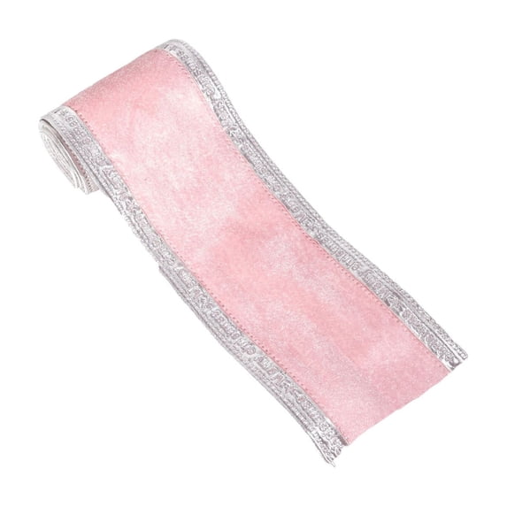 Velvet Wired Ribbon, 4 inch Wide*16.4ft Long Christmas Double Sided Ribbon, for Christmas Tree Wreaths Gift Wrapping Bows, Pink
