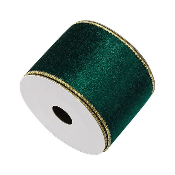 Velvet Wired Ribbon, Christmas Ribbon, 2.5 Inch Khaki Gold Crushed Velvet Ribbon for Gift Wrapping and Tree Decoration, 10 Yards Long, Polyester Material, Wired Edges for Easy Shaping