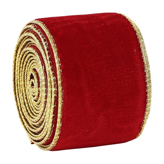 Velvet Wired Ribbon, Christmas Ribbon for Gift Wrapping, Crushed Velvet Wired Ribbon for Christmas Tree Decoration,Big Bow Gifts Wrapping,Crafts Wreaths Supplies, 2.5 Inch Wide, 2.2 Yards Leng
