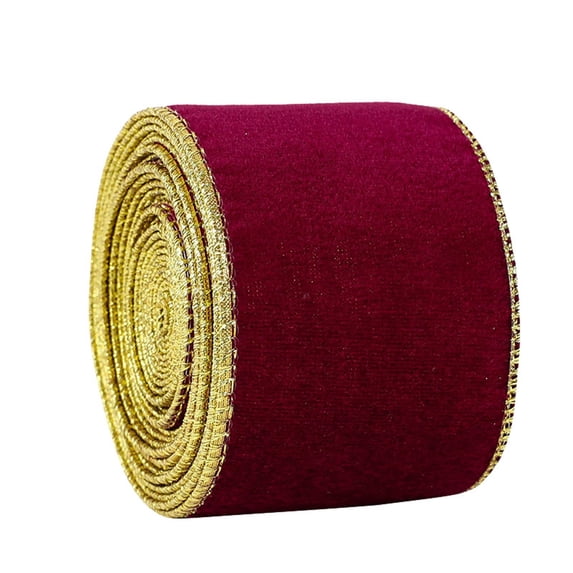 Velvet Wired Ribbon for Gift Wrapping & Holiday Decor – Elegant Crush Texture, Glossy Finish, Perfect for Christmas Tree Decorating, Wreaths, and Festive Crafts