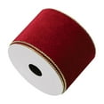 thumbnail image 1 of Velvet Wired Ribbon with Gold Edge, Wide Double Faced Velvet Ribbons for Christmas Tree Garland, Gift Wrapping, Wreath Bow, Outdoor Decoration, 1 Roll, 2.5 In x 10 Yard, 1 of 2