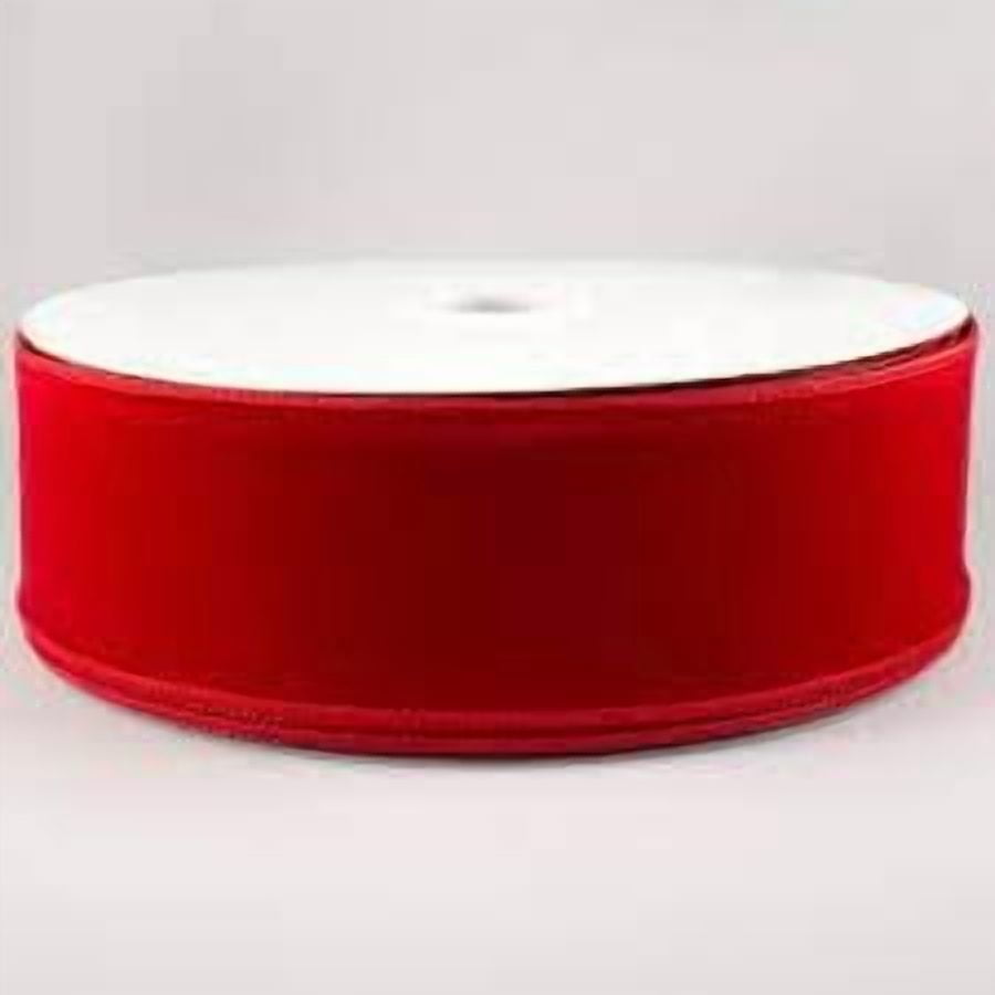 Velvet Wired RibbonRed Gold Waterproof, 2.5 inch x 50 yard