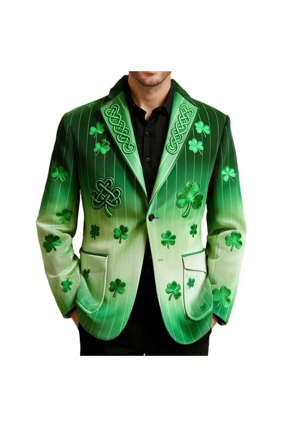 Velvet With Print For St. Patrick's Day Melange Lightweight Jacket For Formal Or Casual Occasions