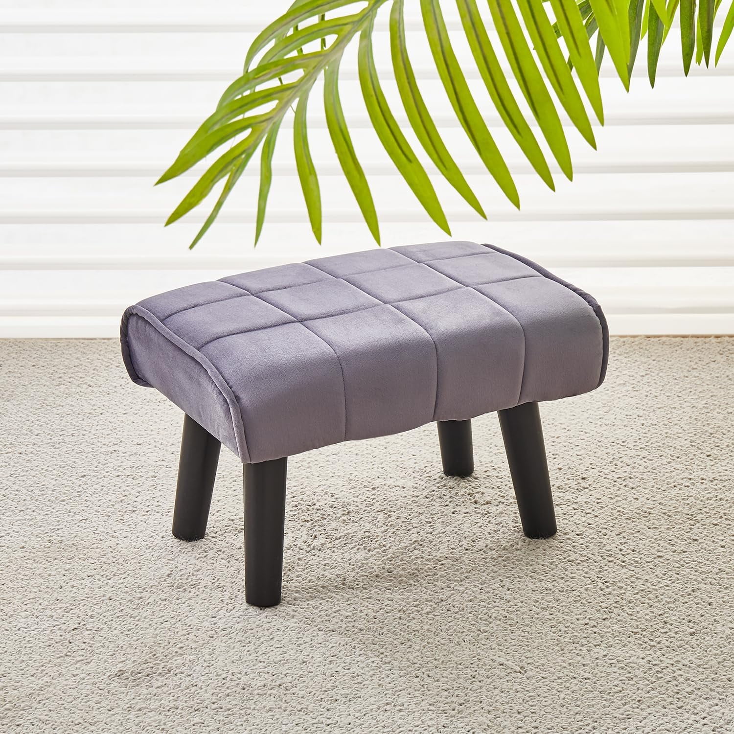 Velvet Wooden Step Stool for Adults Velvet Upholstered Small Ottoman ...