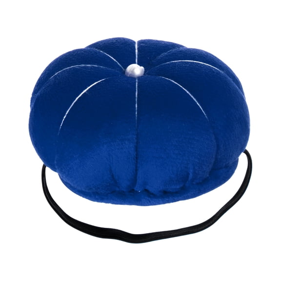 Velvet Wrist Pin Cushion Pumpkin Needle Sewing with Elastic Wrist Strap, Blue