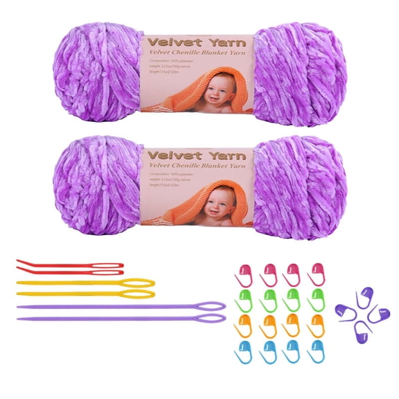 Velvet Yarn for Crochet - Soft 100% Polyester Hand Woven Thread - Perfect for Scarves, Blankets, Dolls & Crafts by MPOISVA