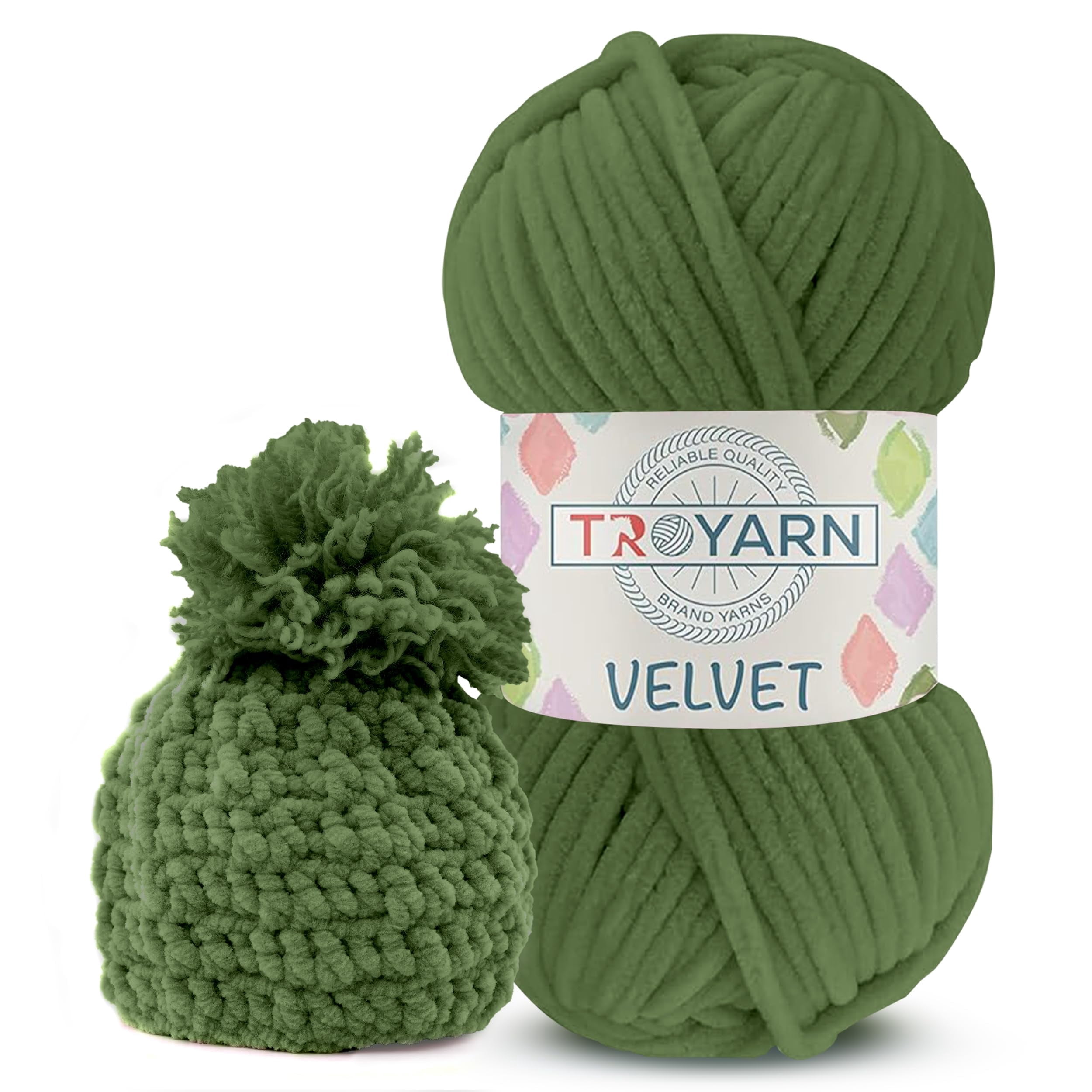 Velvet Yarn for Crocheting - Chenille Yarn, 100g (132 Yards) Amigurumi Yarn, Fluffy Yarn, Plush Yarn, Baby Blanket Yarn for Crocheting, Size 6
