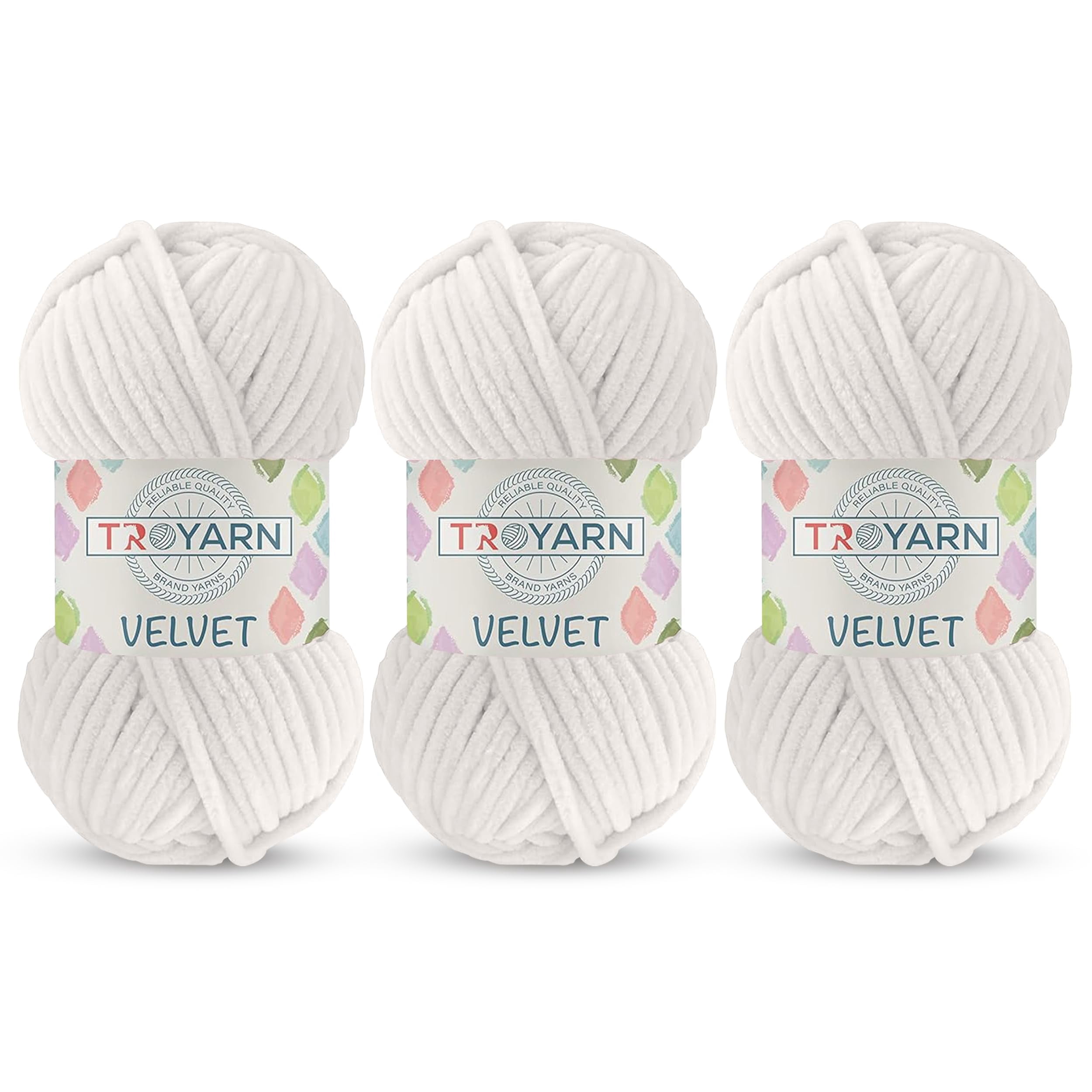 Velvet Yarn for Crocheting - Chenille Yarn, 100g (132 Yards) Amigurumi Yarn, Fluffy Yarn, Plush Yarn, Baby Blanket Yarn for Crocheting, Size 6