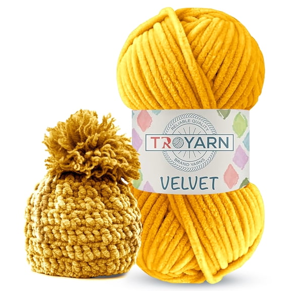 Velvet Yarn for Crocheting - Chenille Yarn, 100g (132 Yards) Amigurumi Yarn, Fluffy Yarn, Plush Yarn, Baby Blanket Yarn for Crocheting, Size 6