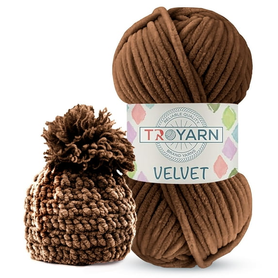 Velvet Yarn for Crocheting - Chenille Yarn, 100g (132 Yards) Amigurumi Yarn, Fluffy Yarn, Plush Yarn, Baby Blanket Yarn for Crocheting, Size 6