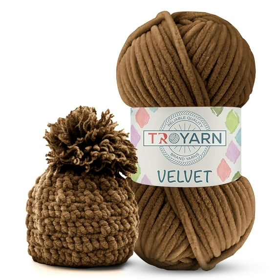 Velvet Yarn for Crocheting - Chenille Yarn, 100g (132 Yards) Amigurumi Yarn, Fluffy Yarn, Plush Yarn, Baby Blanket Yarn for Crocheting, Size 6
