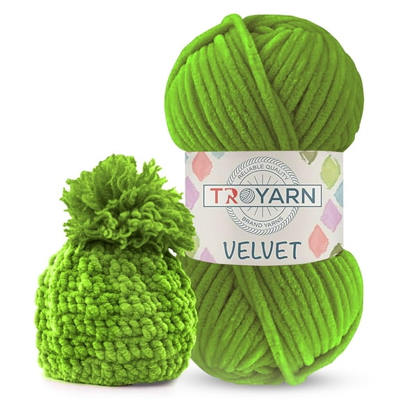 Velvet Yarn for Crocheting - Chenille Yarn, 100g (132 Yards) Amigurumi Yarn, Fluffy Yarn, Plush Yarn, Baby Blanket Yarn for Crocheting, Size 6